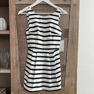 NWT ZARA Skort Striped Romper Jumpsuit Black and White Sleeveless Mini Dress